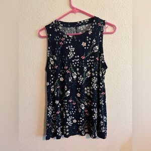 Floral Sleeveless 24/7 Maurices Navy Top